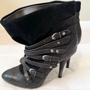Miss Sixty Black Heeled Boots with Straps 36.5
